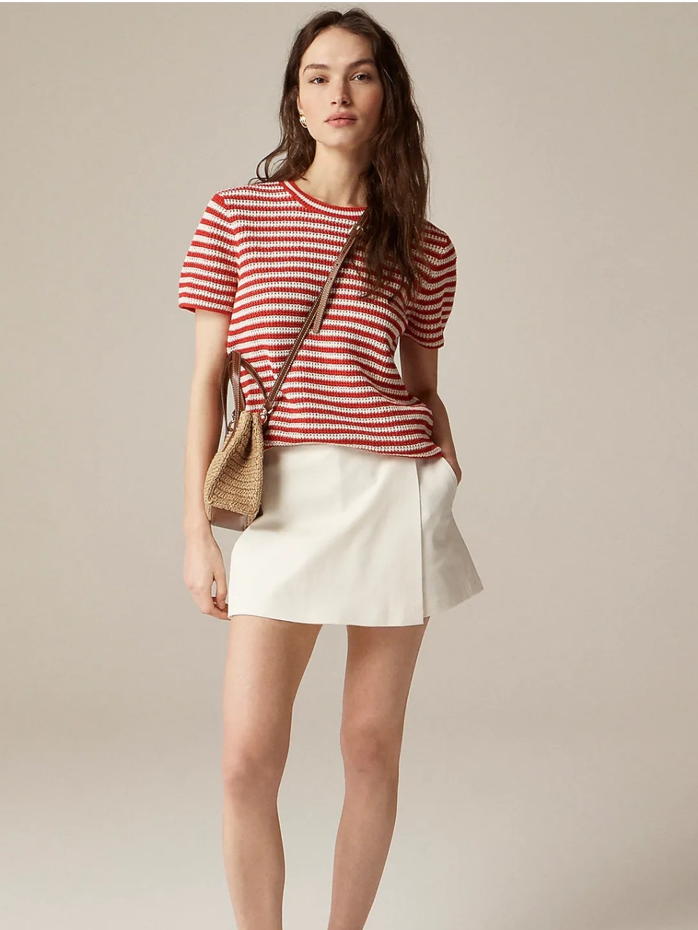 J. Crew Wrap-front skort in bi-stretch cotton blend